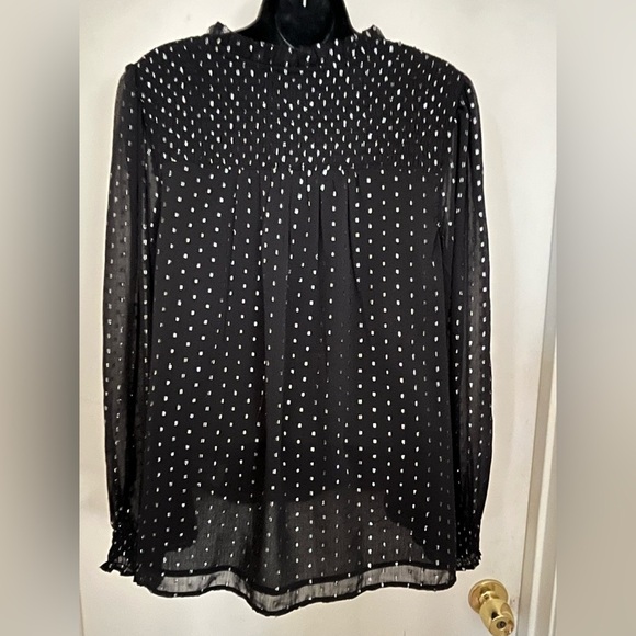 Old Navy Black and Silver Long Sleeve Blouse - Picture 4 of 5